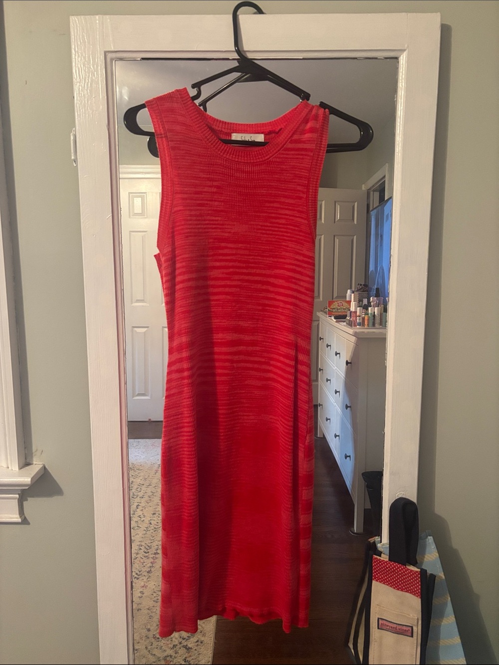 Sleeveless Red/Pink Knit Mini Dress